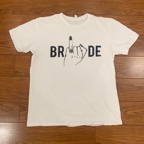 Funny Bride Ring Finger White Tee Shirt - Picture 1 of 10